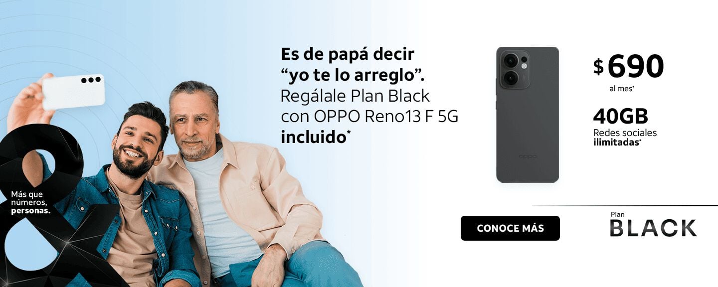 Es de papá decir "yo te lo arreglo". Regalale Plan Black con OPPO Reno13 F 5G incluido*
